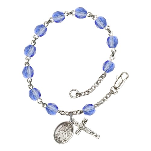 St. Olivia Blue September Rosary Bracelet 6mm