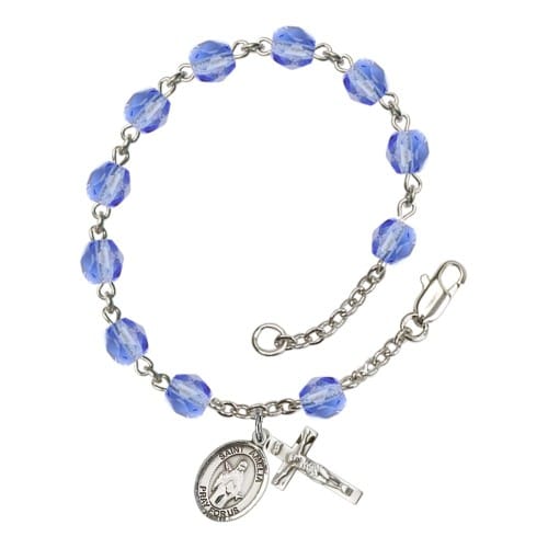 St. Amelia Blue September Rosary Bracelet 6mm