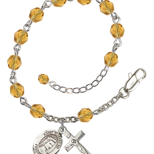 St. Elizabeth Of Hungary Yellow November Rosary Bracelet 6mm