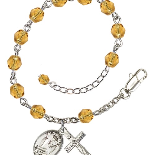 St. Helen Yellow November Rosary Bracelet 6mm