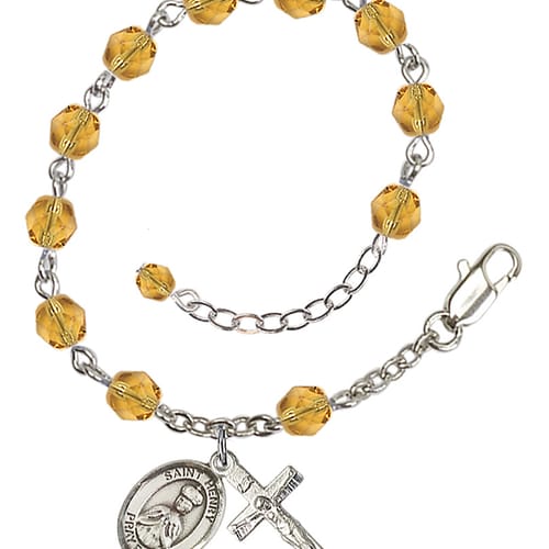 St. Henry II Yellow November Rosary Bracelet 6mm