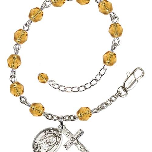 St. Monica Yellow November Rosary Bracelet 6mm