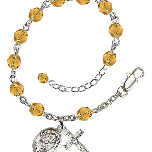 St. Scholastica Yellow November Rosary Bracelet 6mm