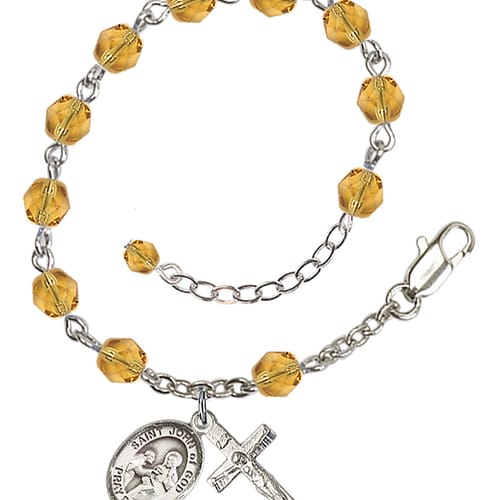 St. John Of God Yellow November Rosary Bracelet 6mm