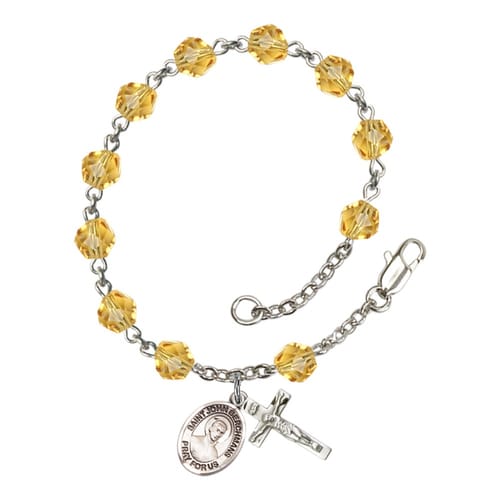 St. John Berchmans Yellow November Rosary Bracelet 6mm