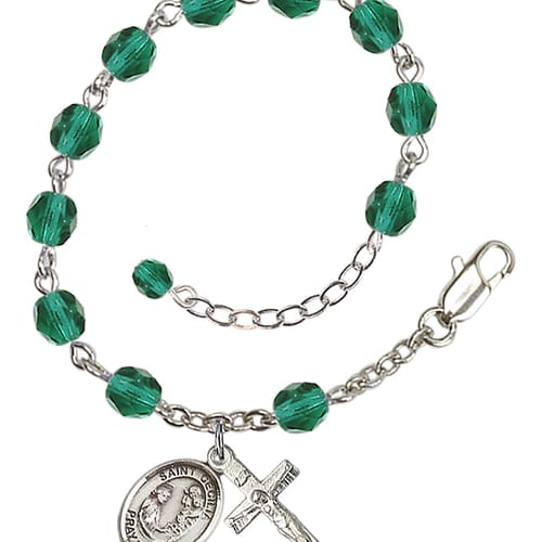 St. Cecilia Teal December Rosary Bracelet 6mm