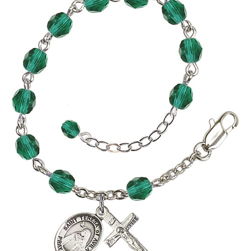 St. Teresa Of Avila Teal December Rosary Bracelet 6mm