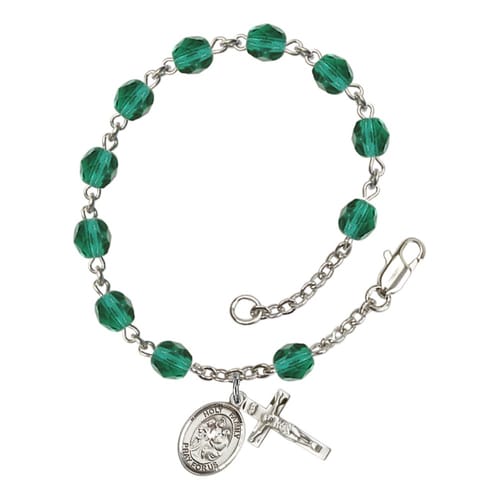 Holy Family Teal December Rosary Bracelet 6mm