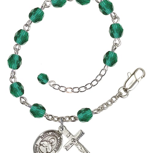 St. John Vianney Teal December Rosary Bracelet 6mm