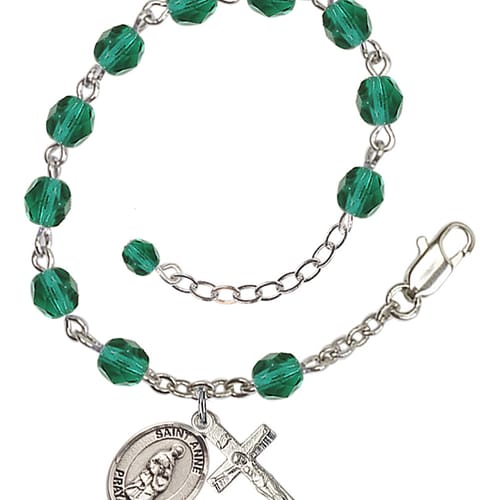 St. Anne Teal December Rosary Bracelet 6mm