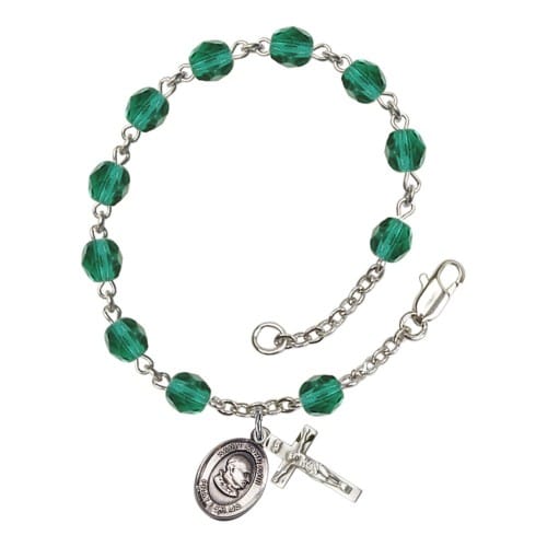 St. John Xxiii Teal December Rosary Bracelet 6mm