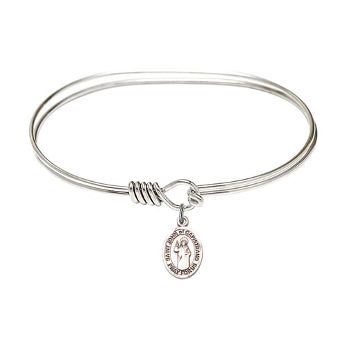 Adult 7&quot; Oval Rhodium Plated Bangle Bracelet with St. John of Capistrano...
