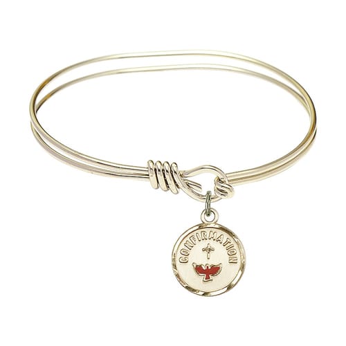 Youth 5 3/4&quot; Gold Plated Bangle Bracelet with Confirmation Charm