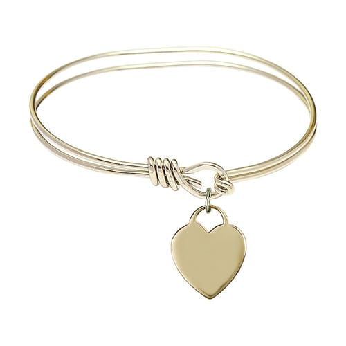 Youth 5 3/4&quot; Gold Plated Bangle Bracelet with Heart Charm