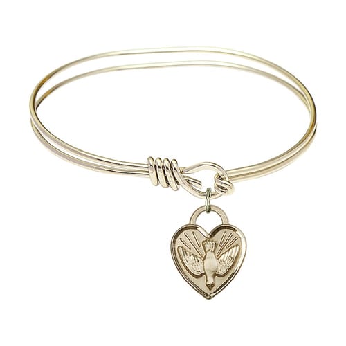 Youth 5 3/4&quot; Gold Plated Bangle Bracelet with Confirmation Heart Charm