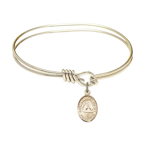 Youth 5 3/4&quot; Gold Plated Bangle Bracelet with St. Katharine Drexel Medal Charm