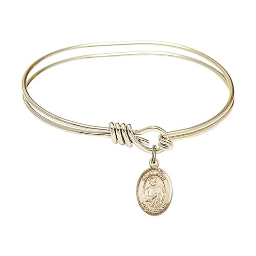 Youth 5 3/4&quot; Gold Plated Bangle Bracelet with St. Jude Thaddeus Medal Charm