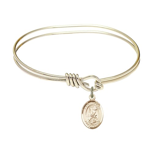 Youth 5 3/4&quot; Gold Plated Bangle Bracelet with St. Sarah Medal Charm