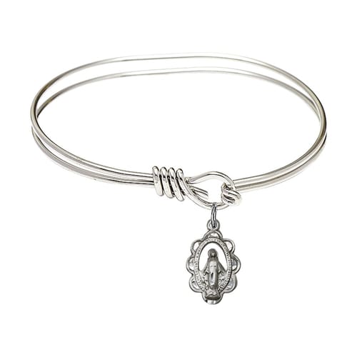 Youth 5 3/4&quot; Rhodium Plated Bangle Bracelet with Miraculous Charm