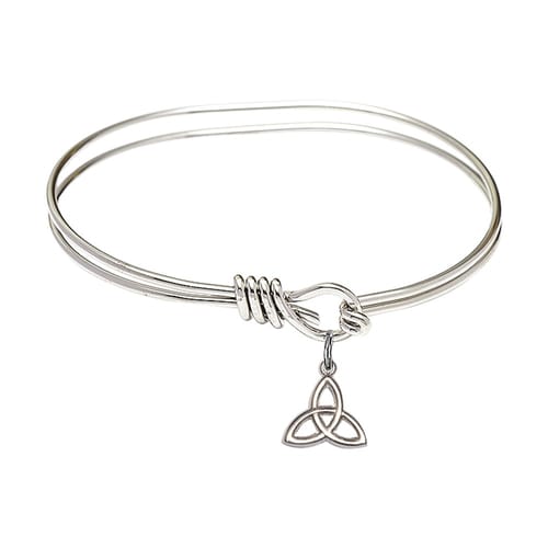 Youth 5 3/4&quot; Rhodium Plated Bangle Bracelet with Trinity Irish Knot Charm