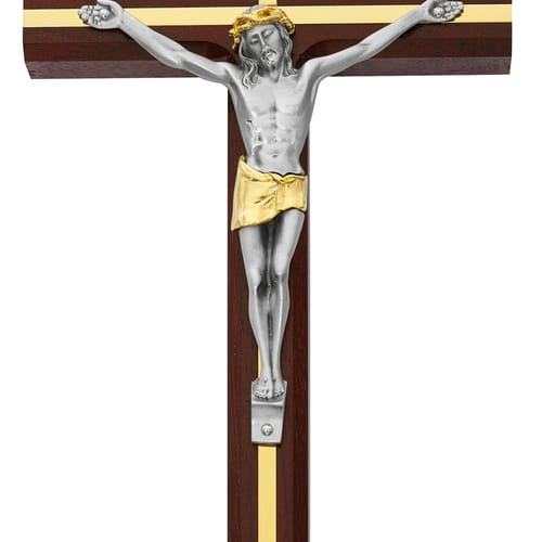 Cherry Crucifix with Gold Inlay 10&quot;