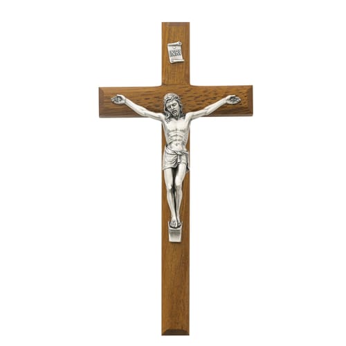 Beveled Walnut Crucifix 8&quot;