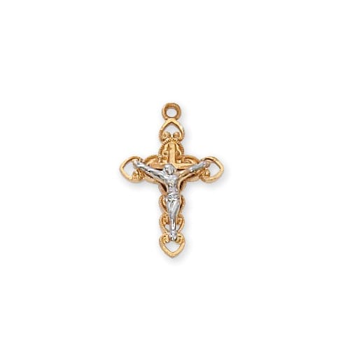 Gold over Sterling Tutone Crucifix Pendant