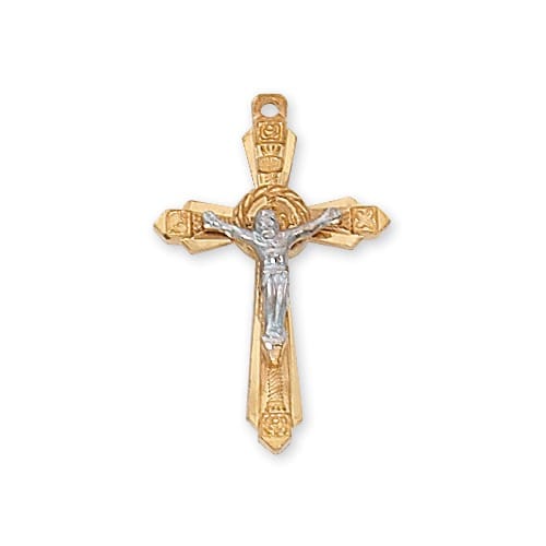 Gold over Sterling Tutone Crucifix Pendant