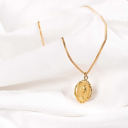 Gold over Sterling Miraculous Medal Pendant