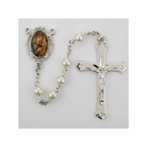 Pearlized Glass Perpetual Help Rosary