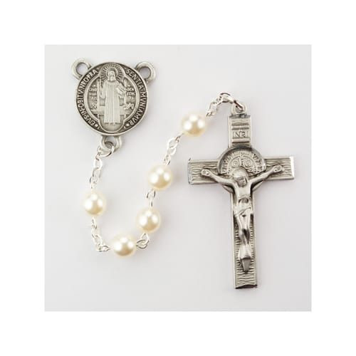 Pearlized Glass St. Benedict Rosary