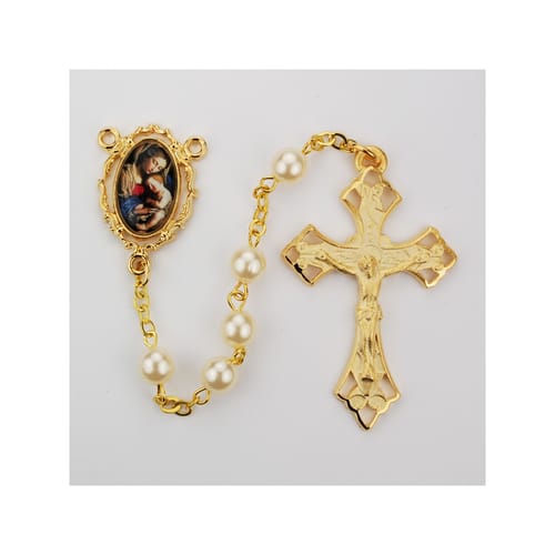 Pearlized Glass Mother &amp; Child Rosary