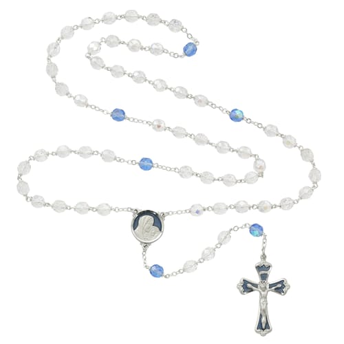 Mother and Child Blue and Crystal Rosary