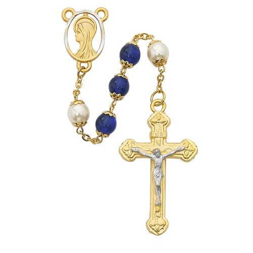 Blue and Pearlized Glass Rosary