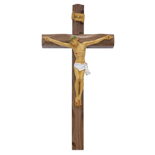 Walnut Stain Crucifix 10&quot;