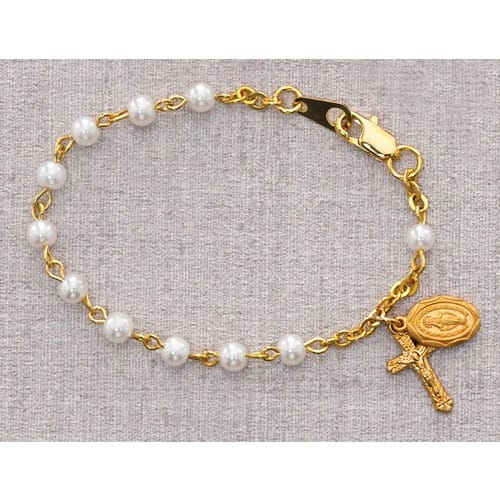 Gold Pink Pearlized Baby Bracelet