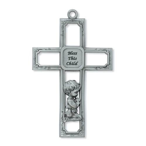 6in Pewter Baby Boy's Prayer Wall Cross