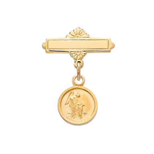 Gold Plated Guardian Angel Baby Pin