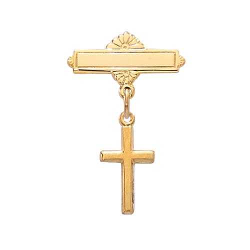 Gold on Sterling Cross Baby Pin