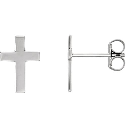 14kt White Gold Cross Earrings 7 X 5