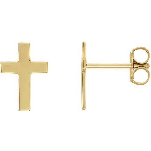 14kt Yellow Gold Cross Earrings 10 X 6