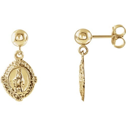 14kt Yellow Gold Miraculous Dangle Earring 12 X 9