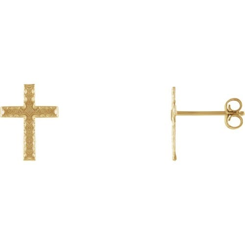 14kt Yellow Gold Cross Earrings 13 X 9