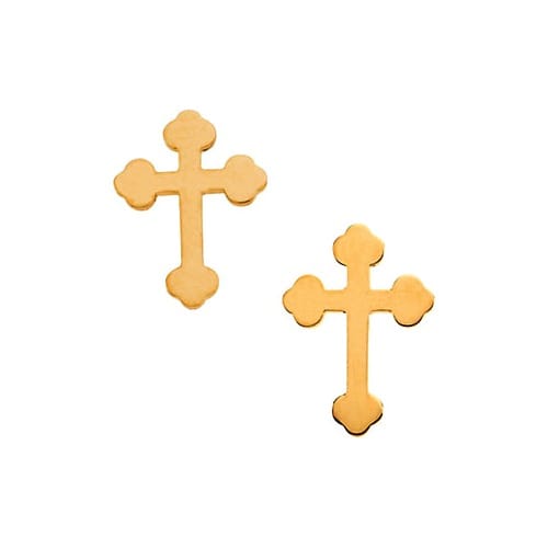 14kt Yellow Gold Cross Earrings 11 X 8