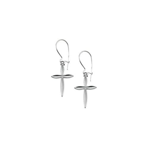 14kt White Gold Cross Dangle Earring 18 X 13