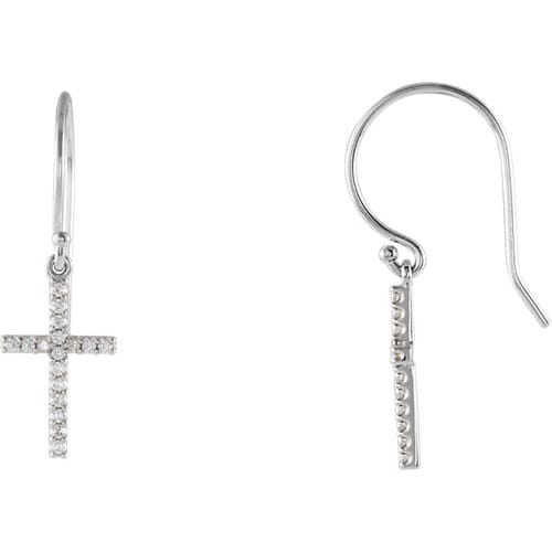 14kt White Gold Diamond Petite Cross Earring