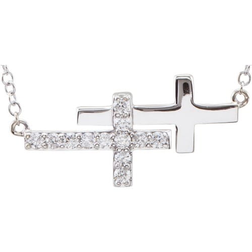 14kt White Gold 1/6 CTW Diamond Double Sideways Cross 18