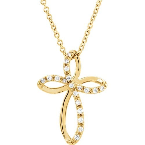 14kt Yellow Gold 1/10 CTW Diamond Cross 18