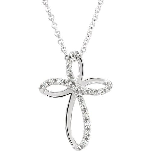 14kt White Gold 1/10 CTW Diamond Cross 18