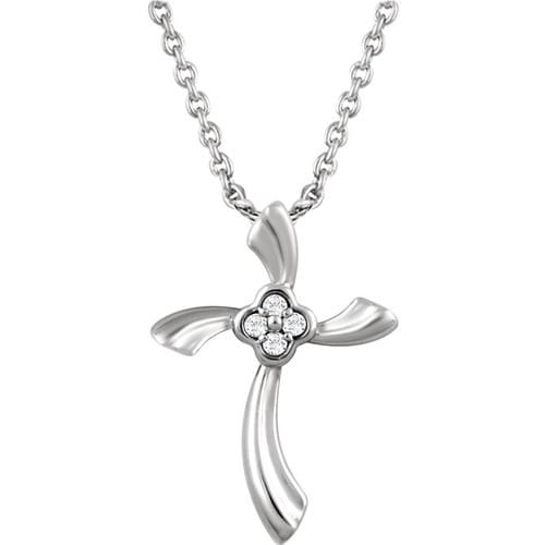 Sterling Silver .03 CTW Diamond Cross 18